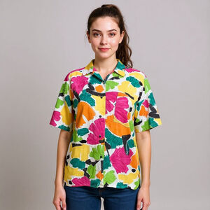 Esprit Sport Vintage Multi-color Abstract Print Button Down Shirt -Medium